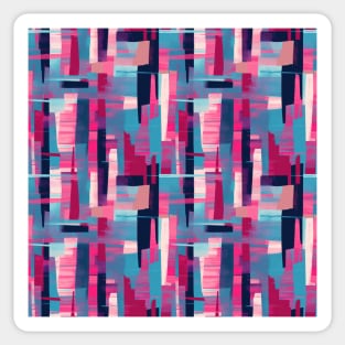 Cubist Harmony: Modern Geometric Dance in Pink, Blue, and Violet Sticker